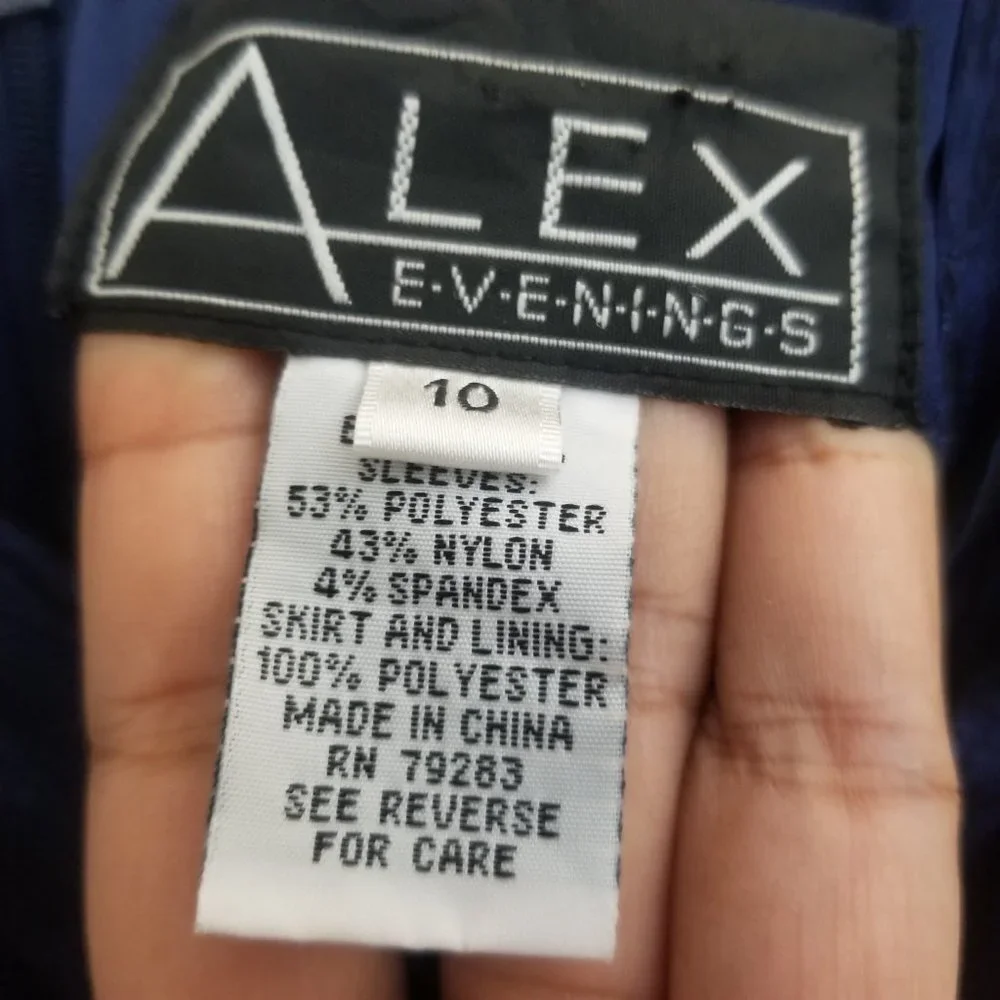 Alex Evenings Crinkle Taffeta Mock Dress Gown Navy Midnight NWOT Size 10 - Picture 7 of 10